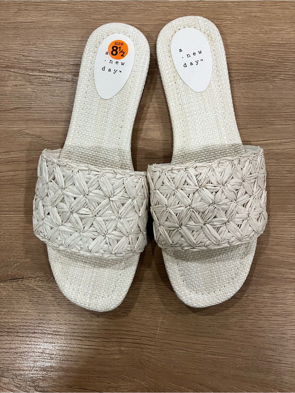 a new day Cream Woven Slide Sandals
